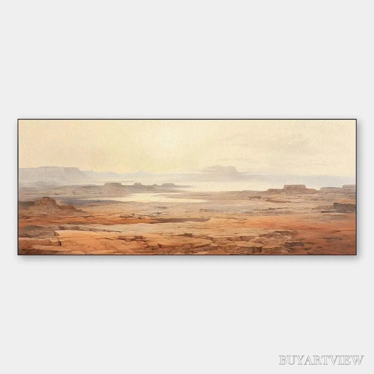 ARTOVITAS Desert Mist Panoramic – Desert Landscape Painting, Panoramic , Minimalist Decor - image 1