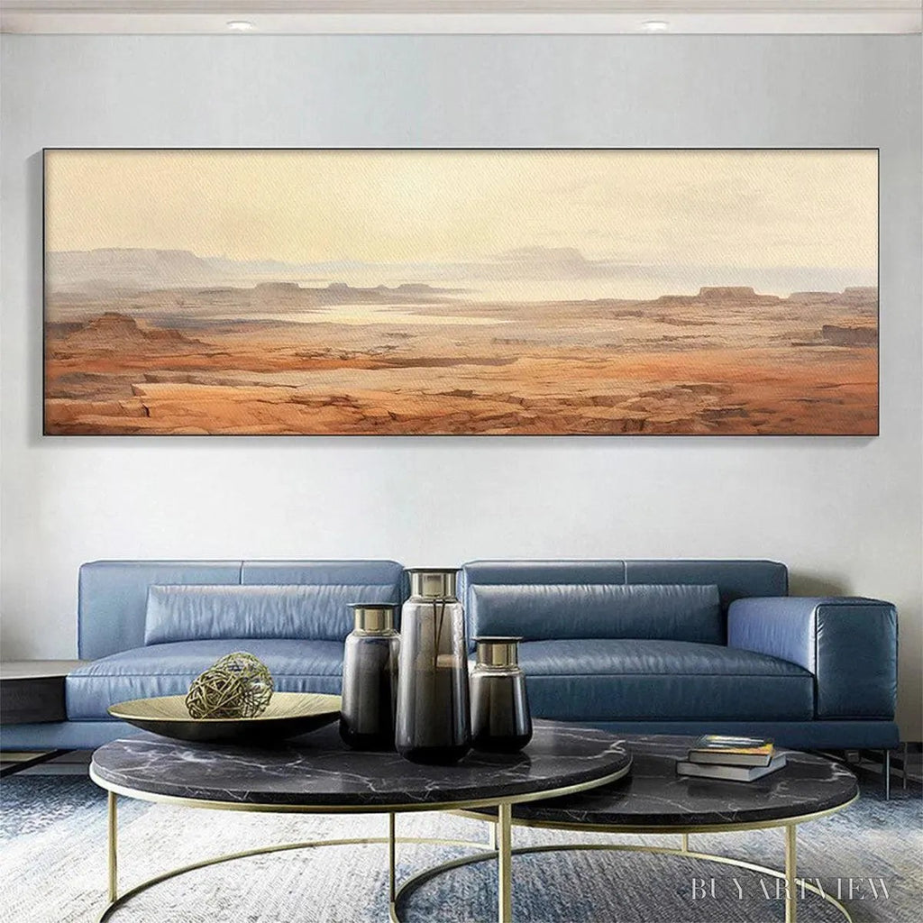 ARTOVITAS Desert Mist Panoramic – Desert Landscape Painting, Panoramic , Minimalist Decor - image 2