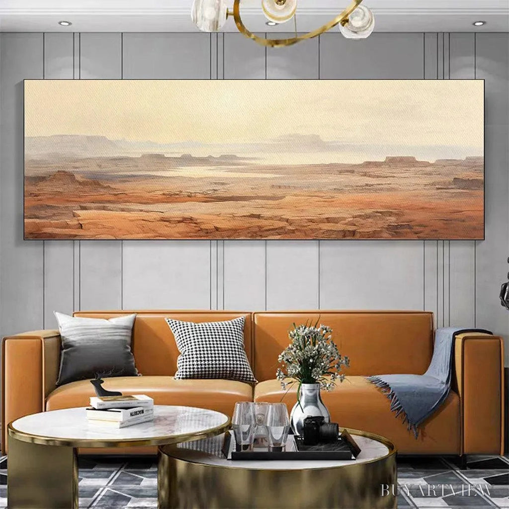 ARTOVITAS Desert Mist Panoramic – Desert Landscape Painting, Panoramic , Minimalist Decor - image 4