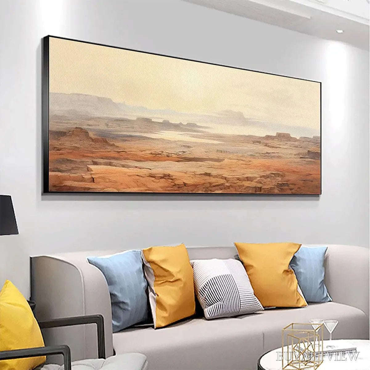 ARTOVITAS Desert Mist Panoramic – Desert Landscape Painting, Panoramic , Minimalist Decor - image 5
