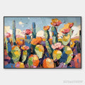 ARTOVITAS Desert Bloom – Textured Cactus Painting, Impasto , Horizontal Canvas, Desert Decor - image 1