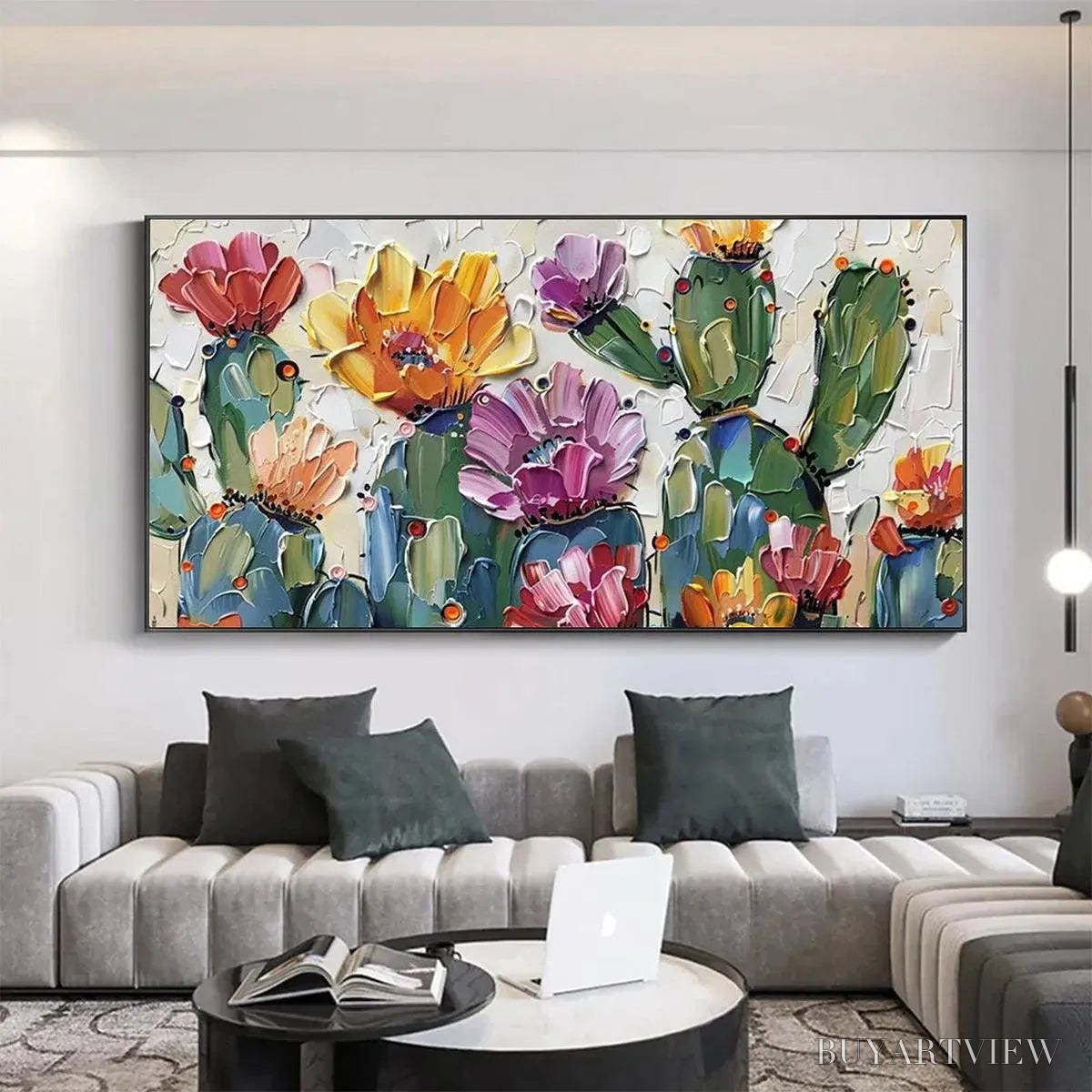 ARTOVITAS Desert Garden – Textured Cactus Impasto Painting - image 2