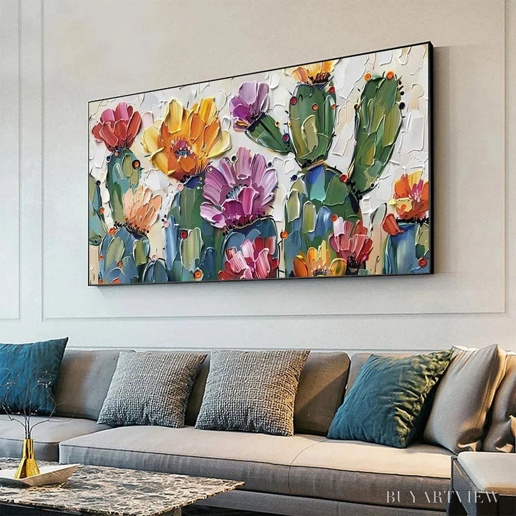 ARTOVITAS Desert Garden – Textured Cactus Impasto Painting - image 4