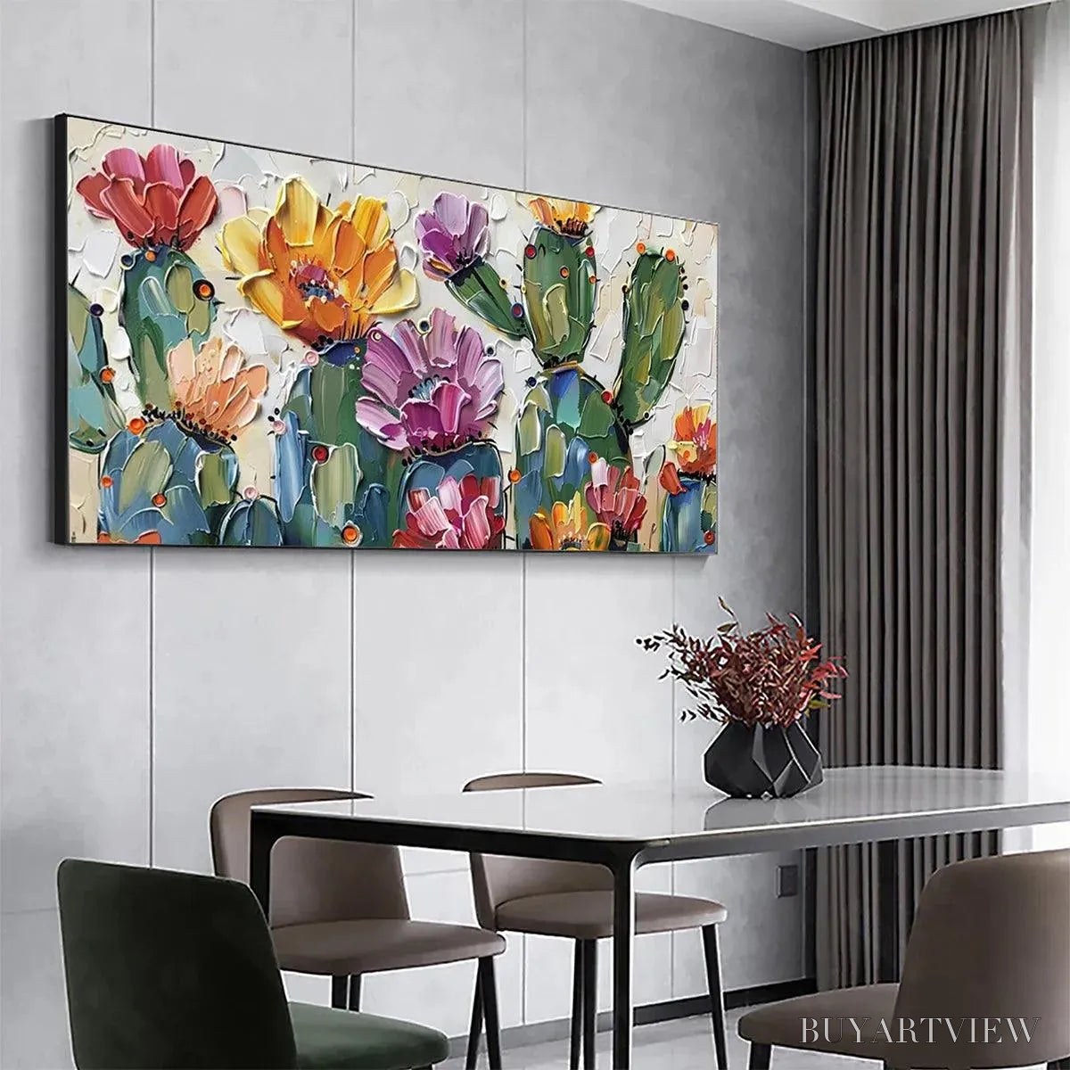 ARTOVITAS Desert Garden – Textured Cactus Impasto Painting - image 5