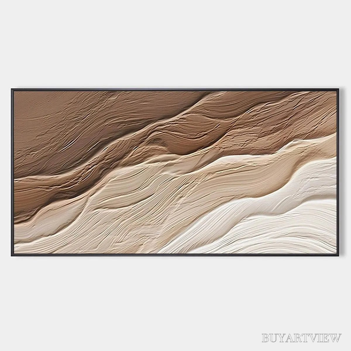 ARTOVITAS Desert Flow – Textured Abstract Landscape Painting in Brown and Beige - image 1
