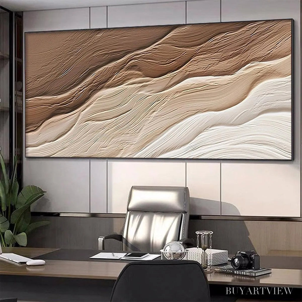 ARTOVITAS Desert Flow – Textured Abstract Landscape Painting in Brown and Beige - image 4