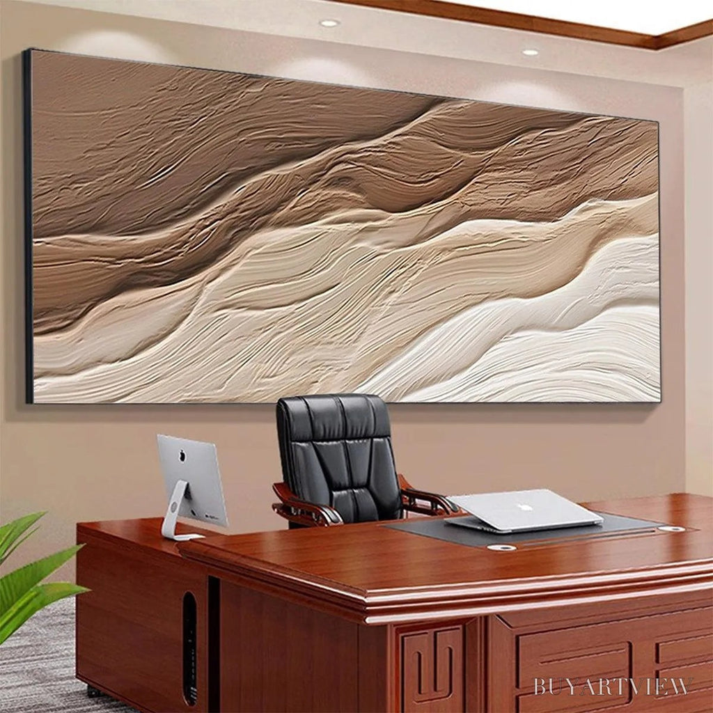 ARTOVITAS Desert Flow – Textured Abstract Landscape Painting in Brown and Beige - image 6