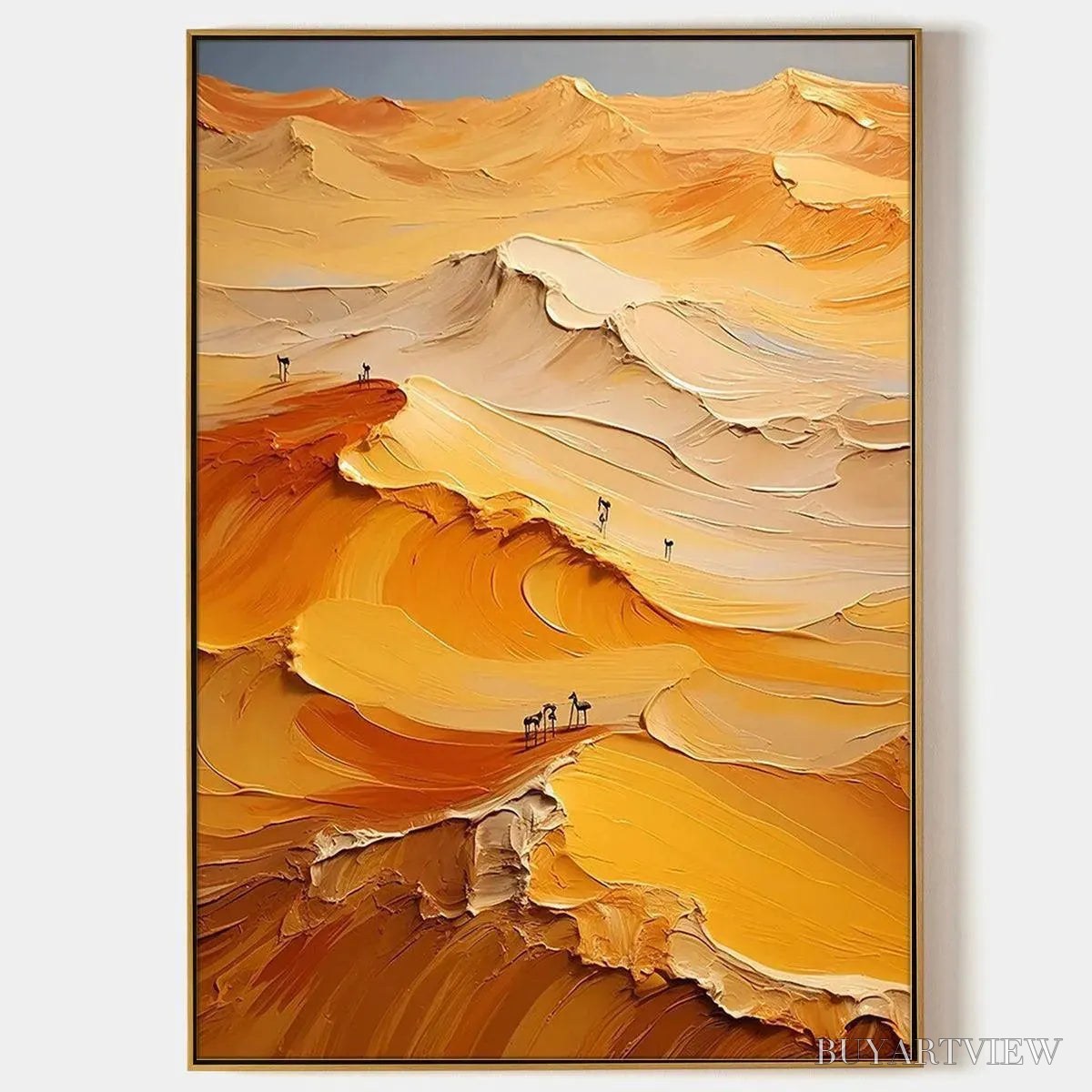 ARTOVITAS Golden Dunes – Textured Orange Desert Landscape Impasto Painting - image 1