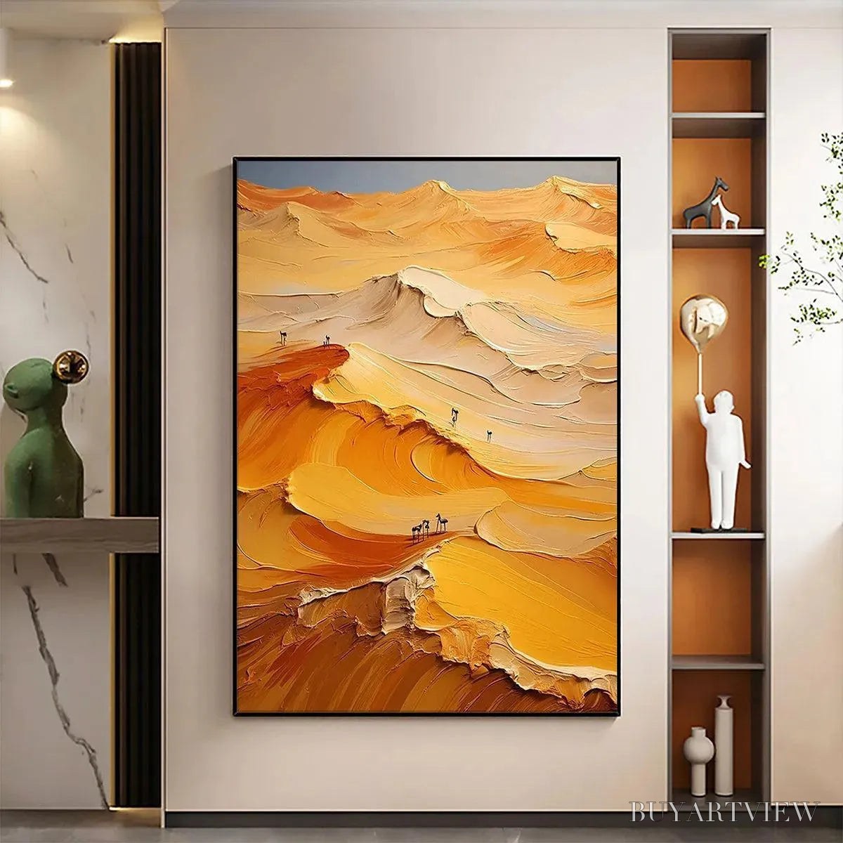 ARTOVITAS Golden Dunes – Textured Orange Desert Landscape Impasto Painting - image 2