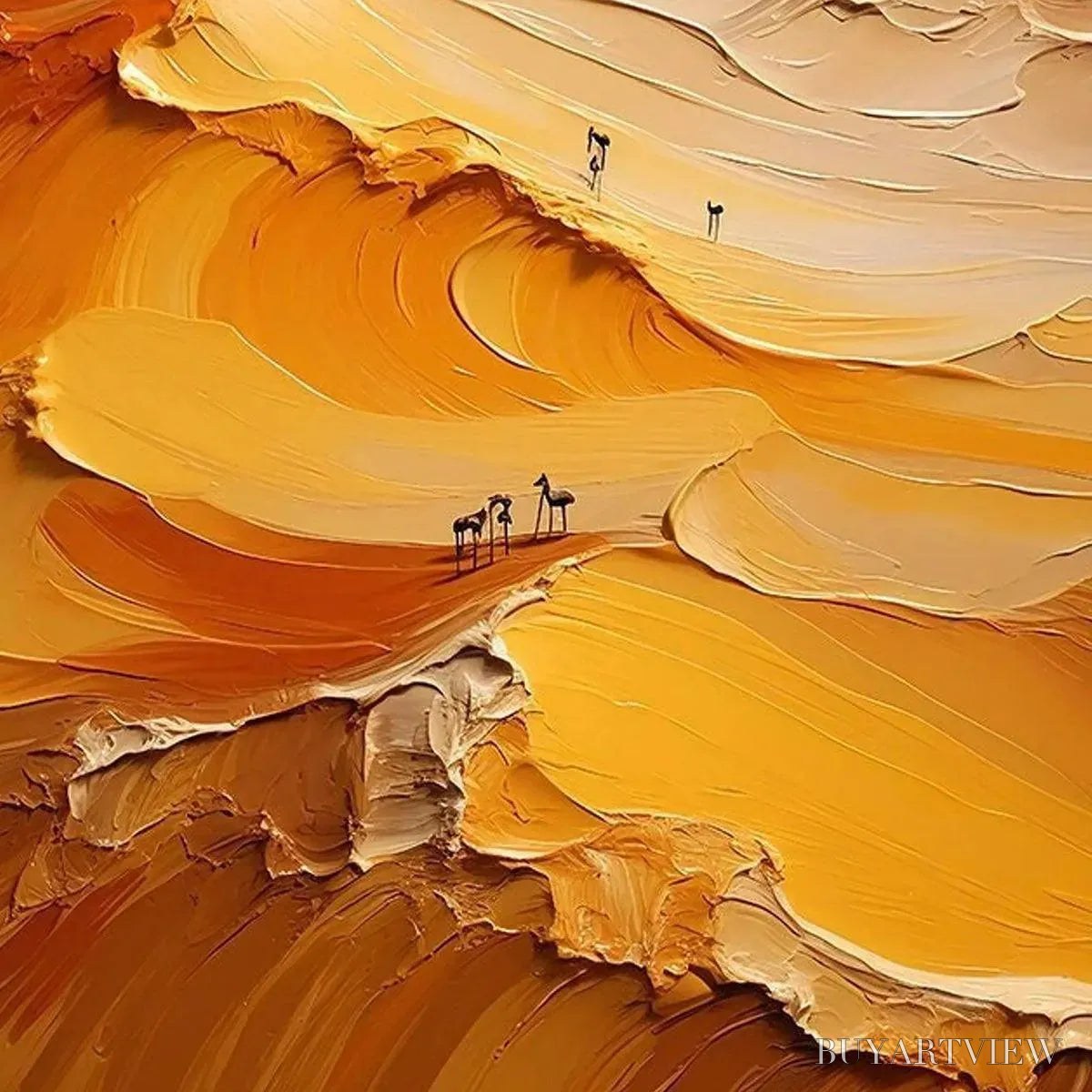 ARTOVITAS Golden Dunes – Textured Orange Desert Landscape Impasto Painting - image 3
