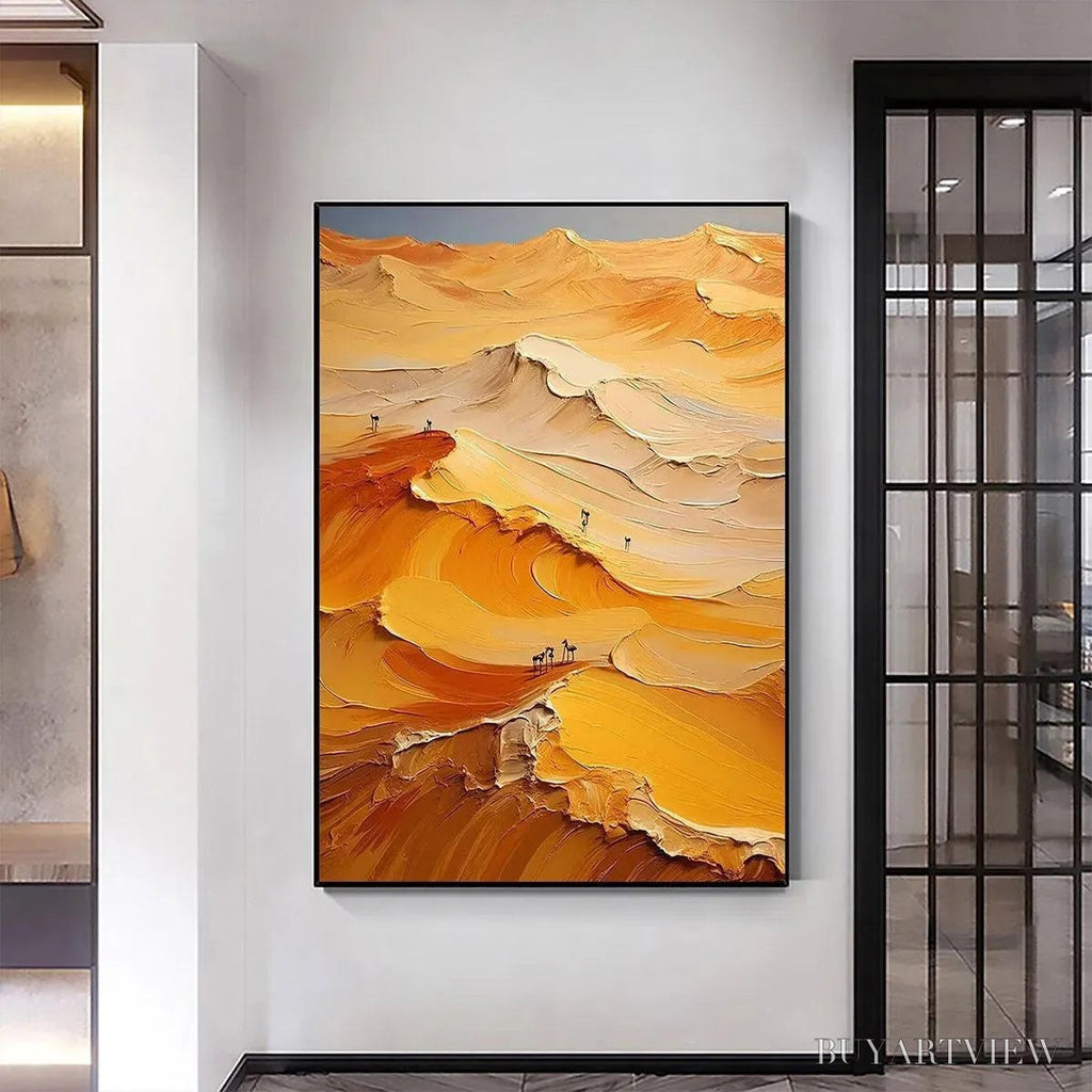 ARTOVITAS Golden Dunes – Textured Orange Desert Landscape Impasto Painting - image 4