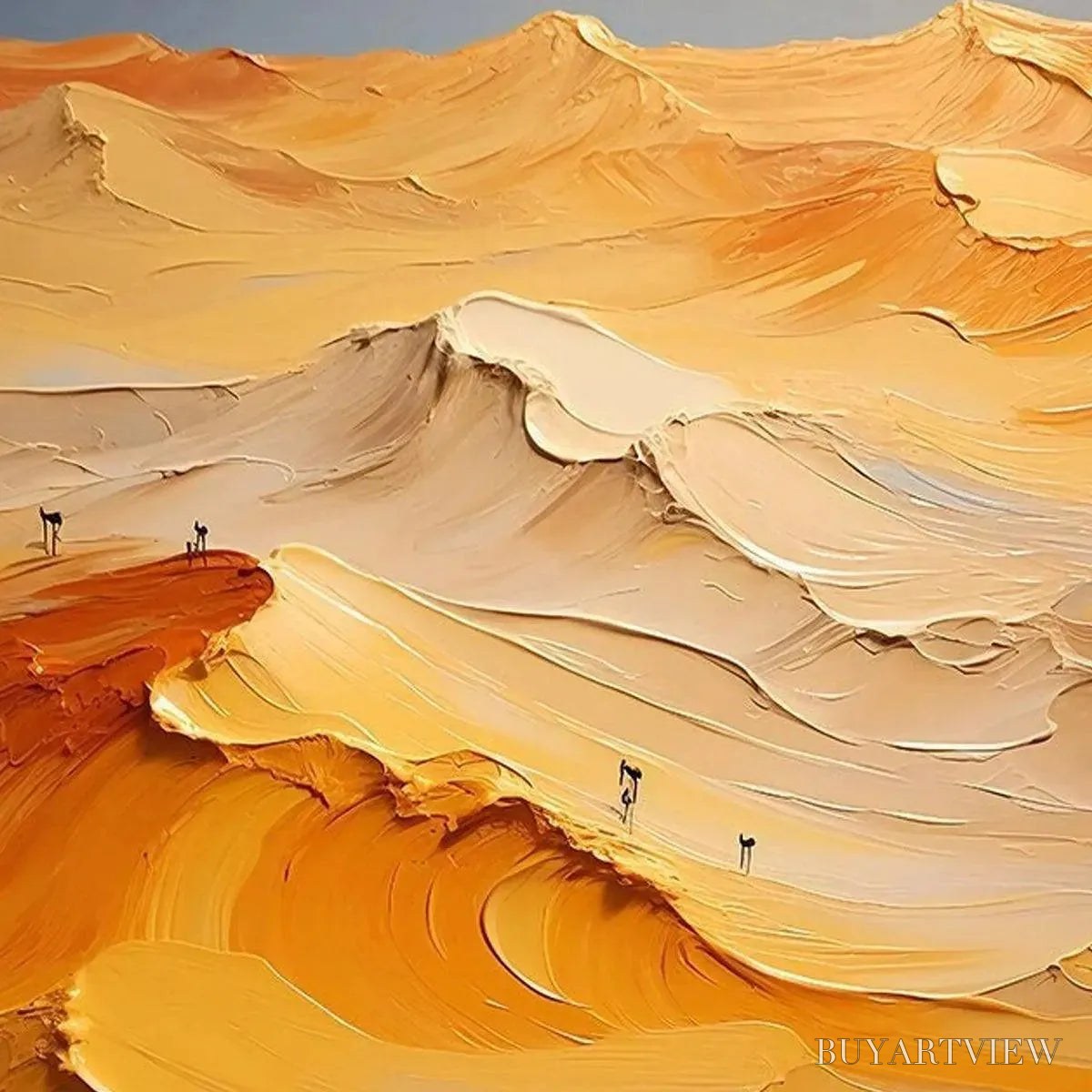 ARTOVITAS Golden Dunes – Textured Orange Desert Landscape Impasto Painting - image 5
