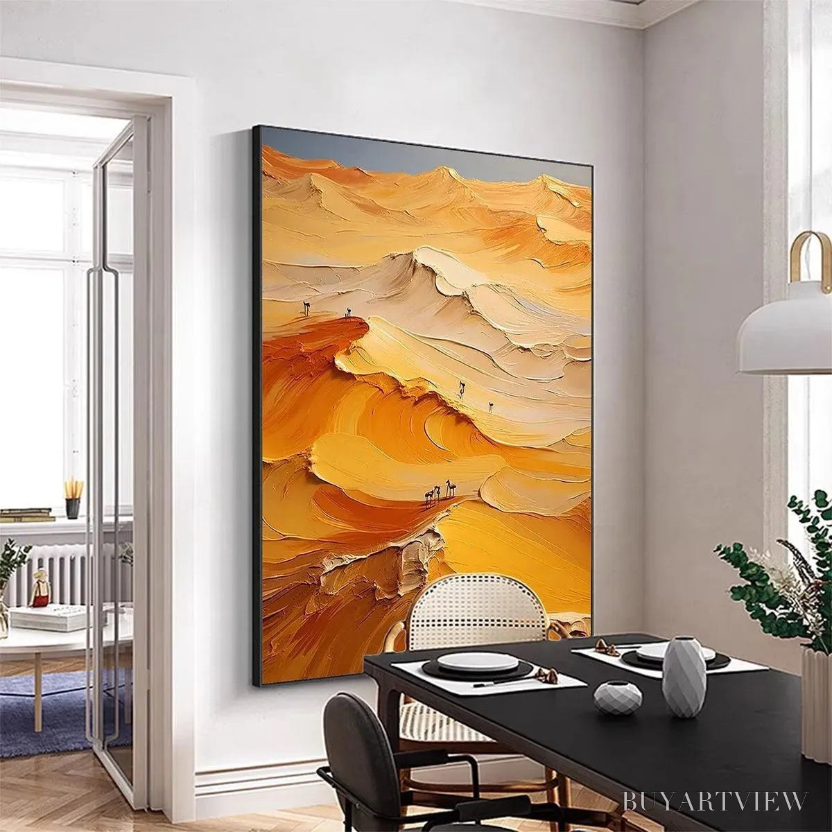 ARTOVITAS Golden Dunes – Textured Orange Desert Landscape Impasto Painting - image 6