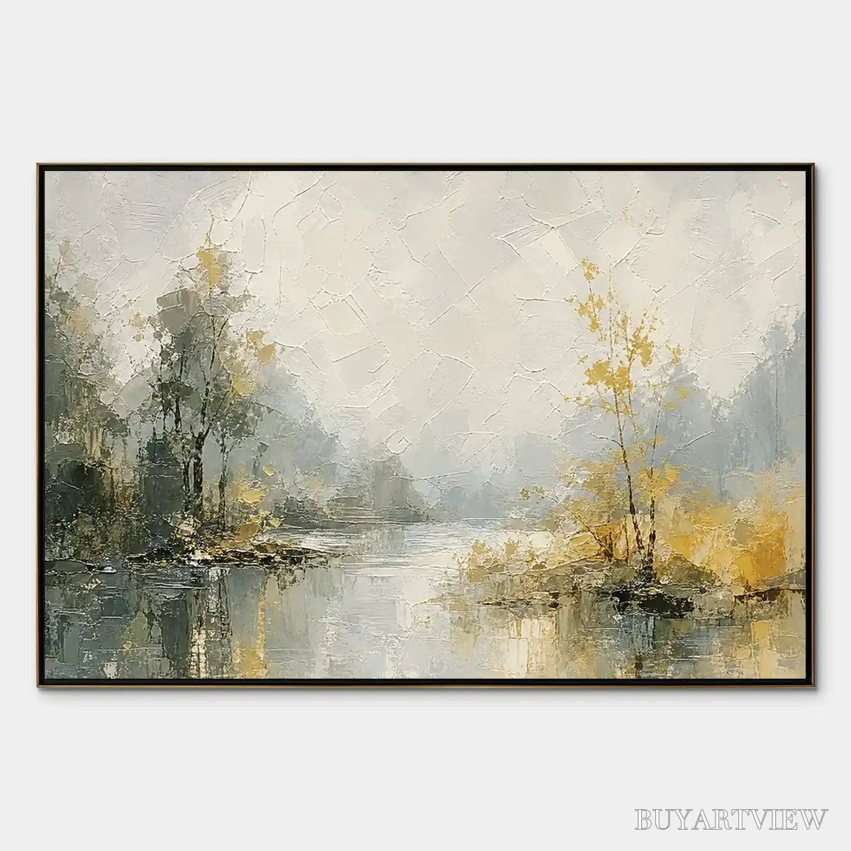 ARTOVITAS Forest Veil – Misty Forest Lake Painting - image 1