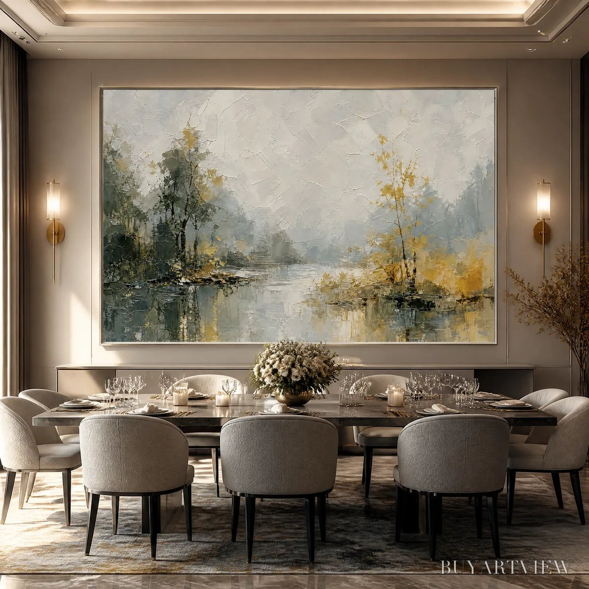 ARTOVITAS Forest Veil – Misty Forest Lake Painting - image 2