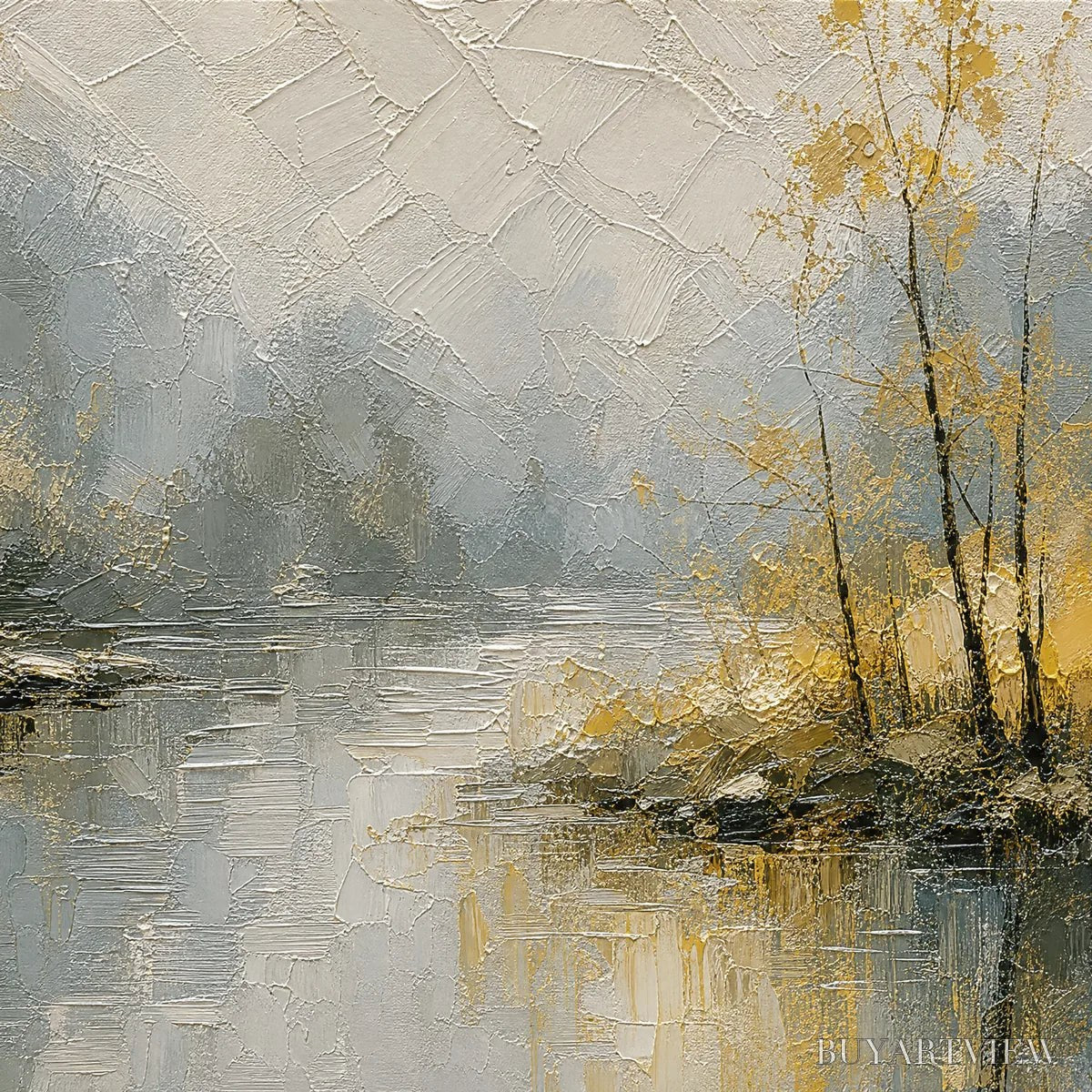ARTOVITAS Forest Veil – Misty Forest Lake Painting - image 3