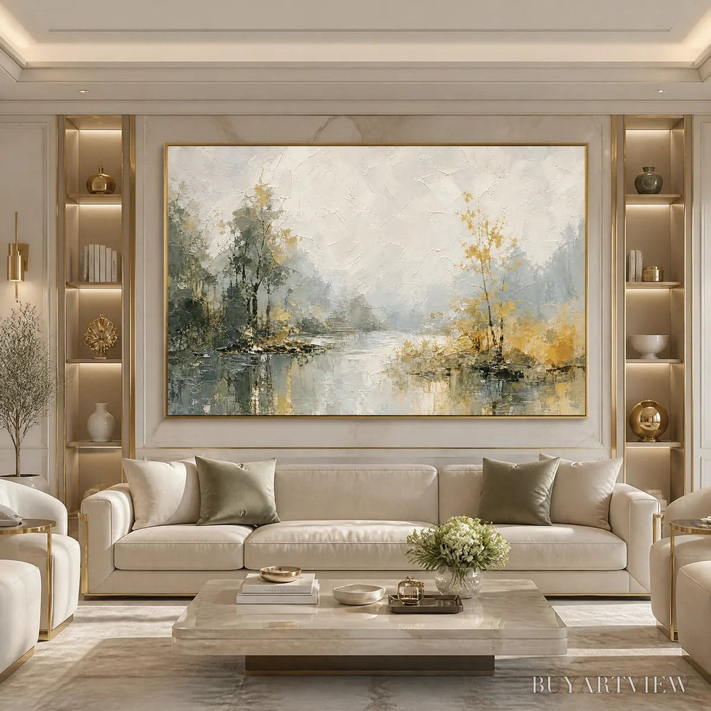 ARTOVITAS Forest Veil – Misty Forest Lake Painting - image 5