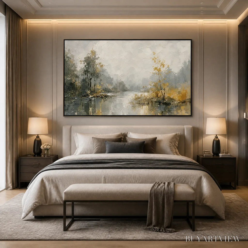 ARTOVITAS Forest Veil – Misty Forest Lake Painting - image 6
