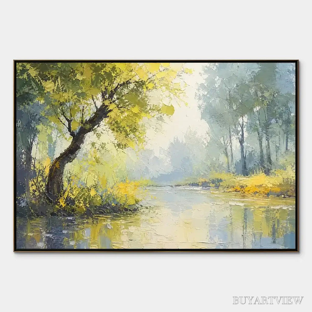 ARTOVITAS Green Haven – Green Forest Lake Painting - image 1