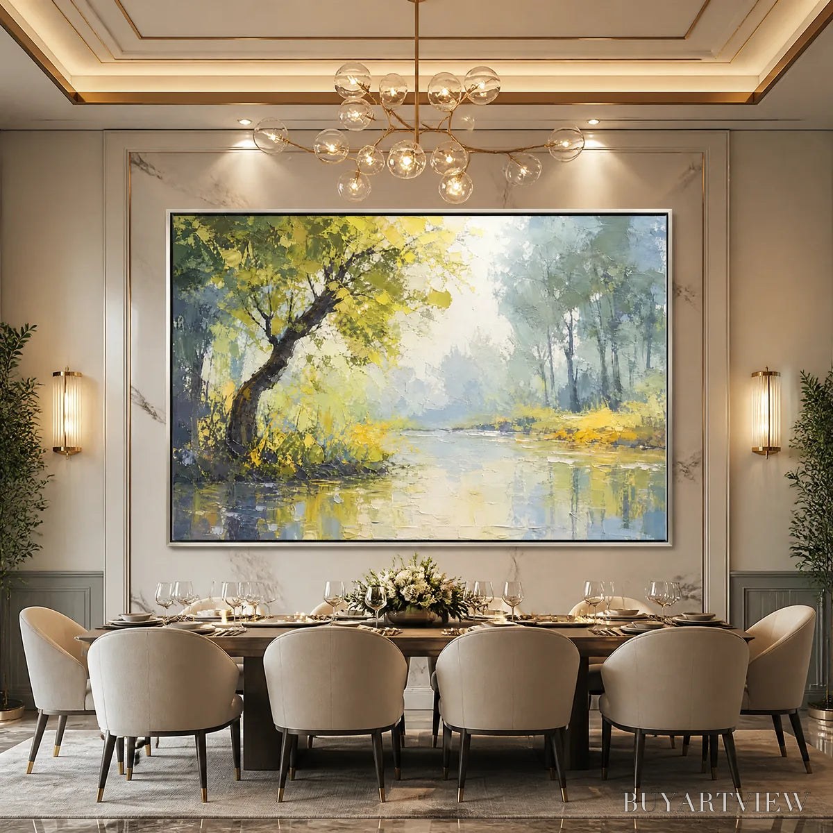 ARTOVITAS Green Haven – Green Forest Lake Painting - image 2