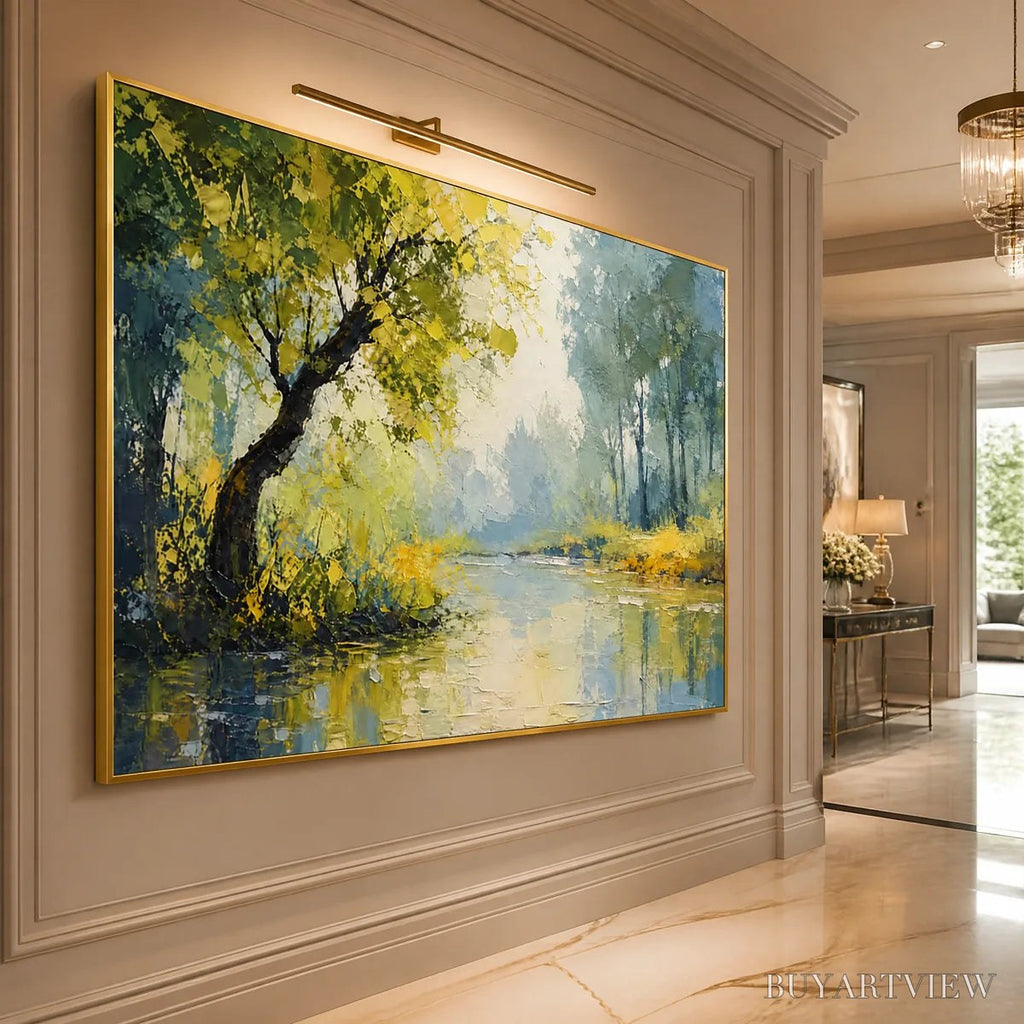 ARTOVITAS Green Haven – Green Forest Lake Painting - image 4