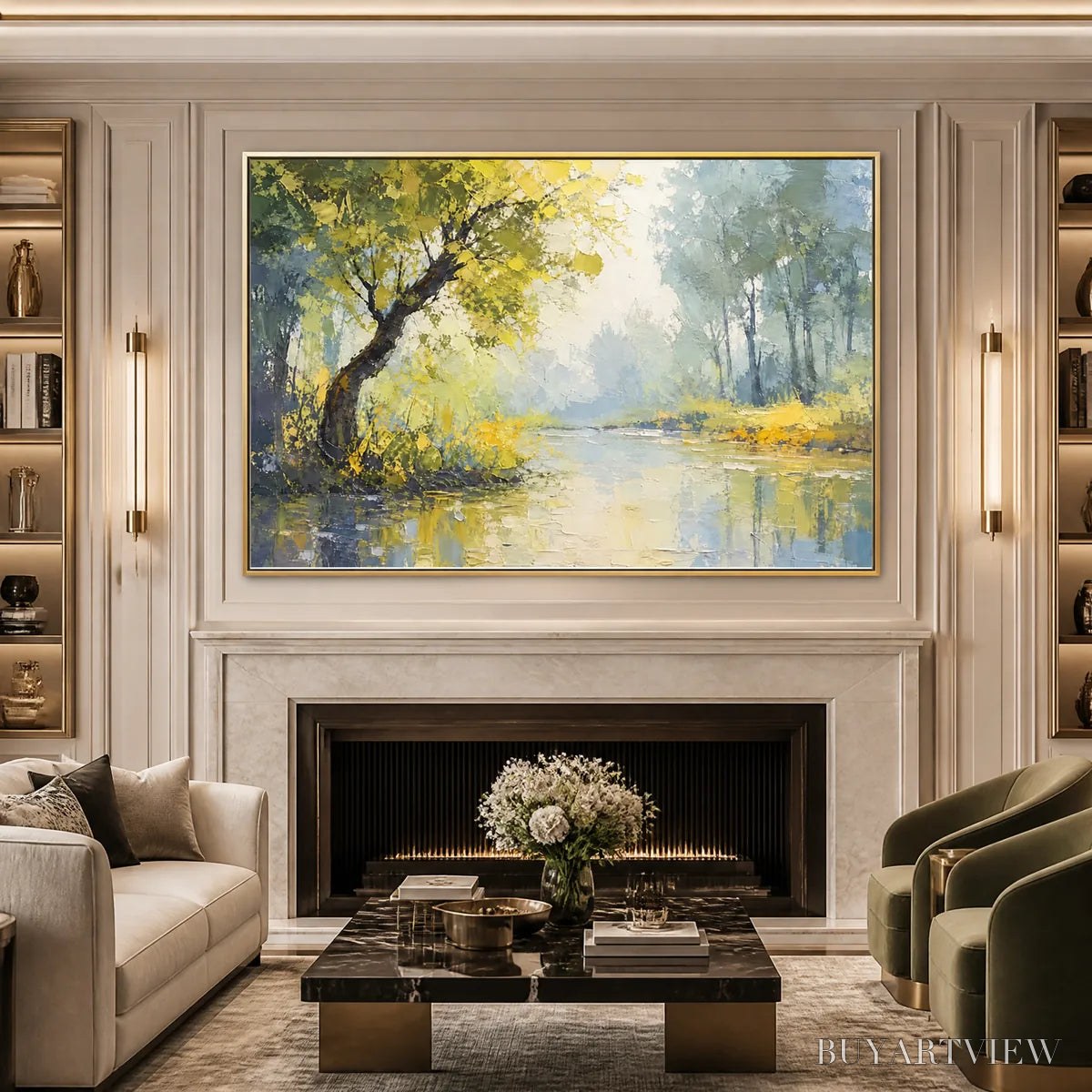 ARTOVITAS Green Haven – Green Forest Lake Painting - image 5
