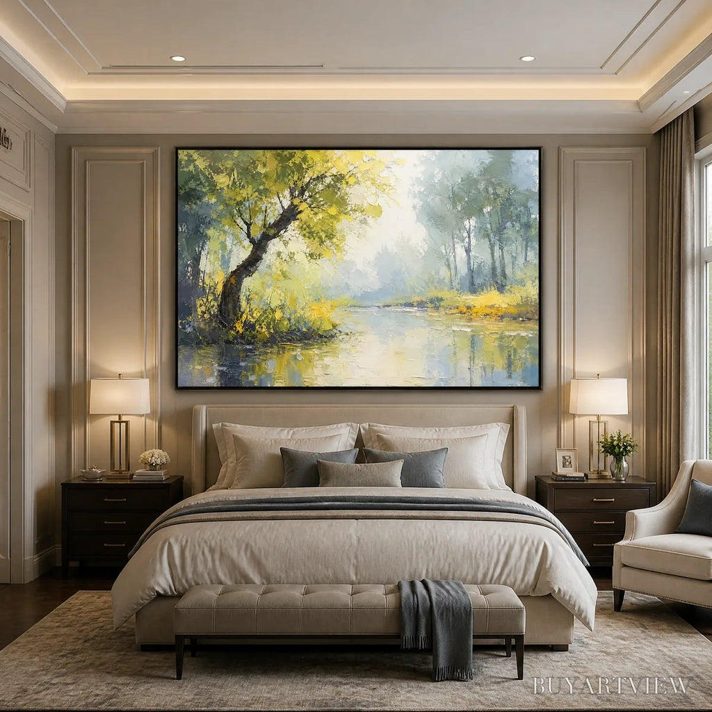ARTOVITAS Green Haven – Green Forest Lake Painting - image 6