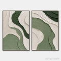 ARTOVITAS Terra – Textured Wabi Sabi Abstract Diptych in Earthy Greens - image 1