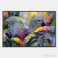 ARTOVITAS Jungle Sanctuary – Heavily Textured Impasto Toucan & Tropical Leaf Painting - image 1