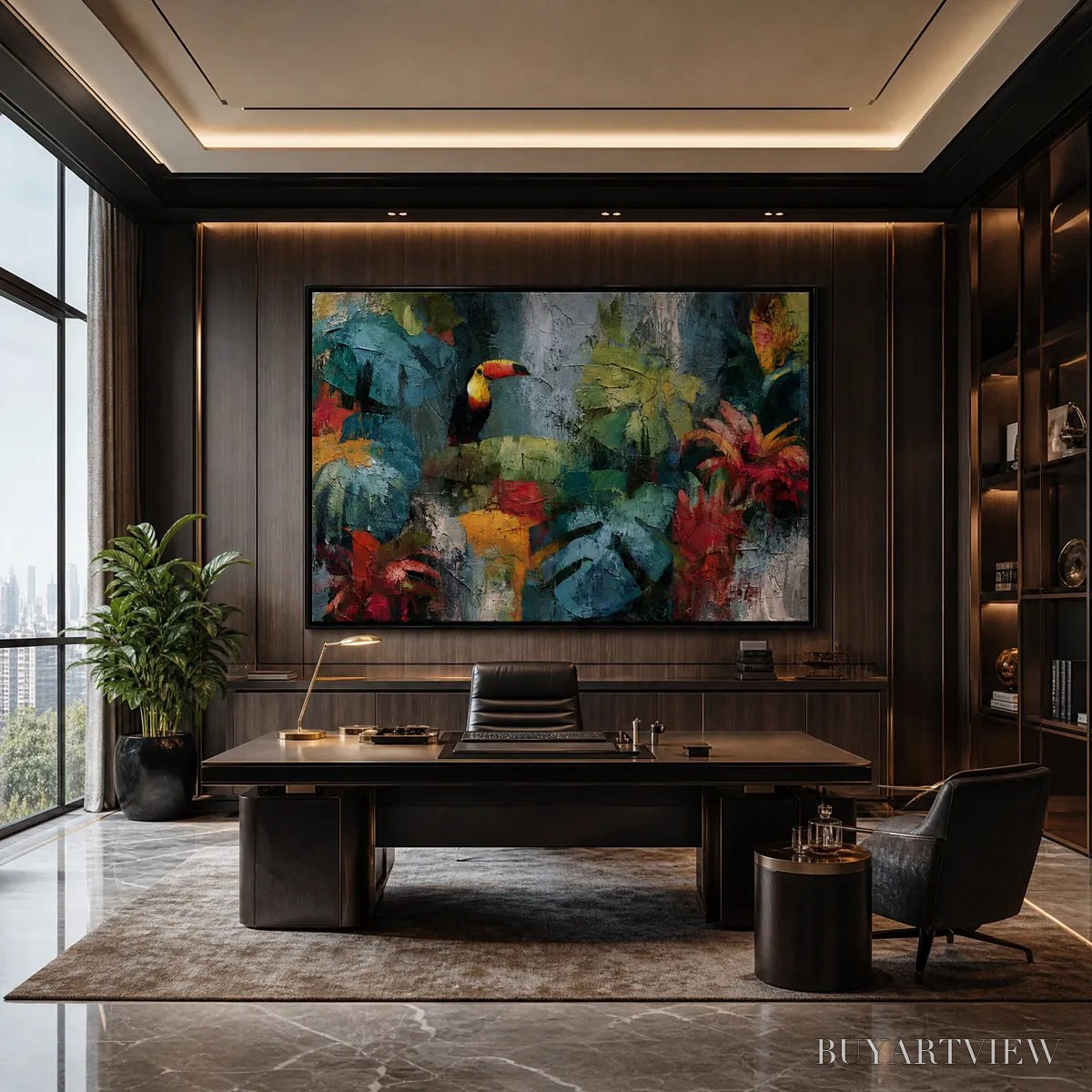 ARTOVITAS Rainforest Rhythm – Vibrant Textured Toucan & Jungle Painting - image 2