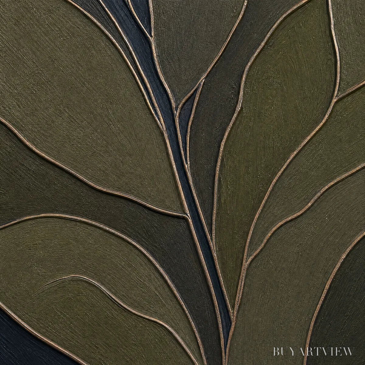 ARTOVITAS Midnight Foliage – Textured Botanical Abstract Painting in Earth Tones - image 3