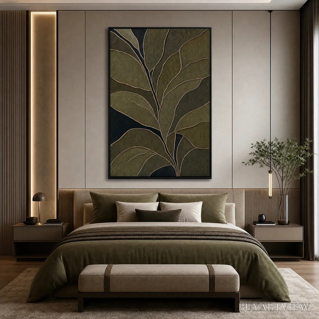 ARTOVITAS Midnight Foliage – Textured Botanical Abstract Painting in Earth Tones - image 5