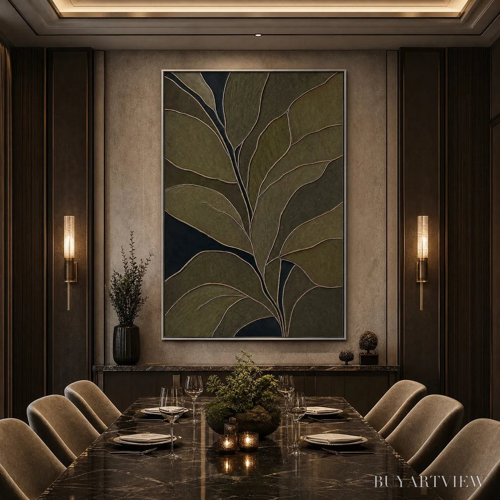 ARTOVITAS Midnight Foliage – Textured Botanical Abstract Painting in Earth Tones - image 6