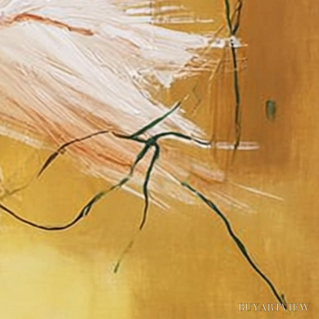 ARTOVITAS Gilded Wing | Square Yellow Abstract Oil Painting for - image 3