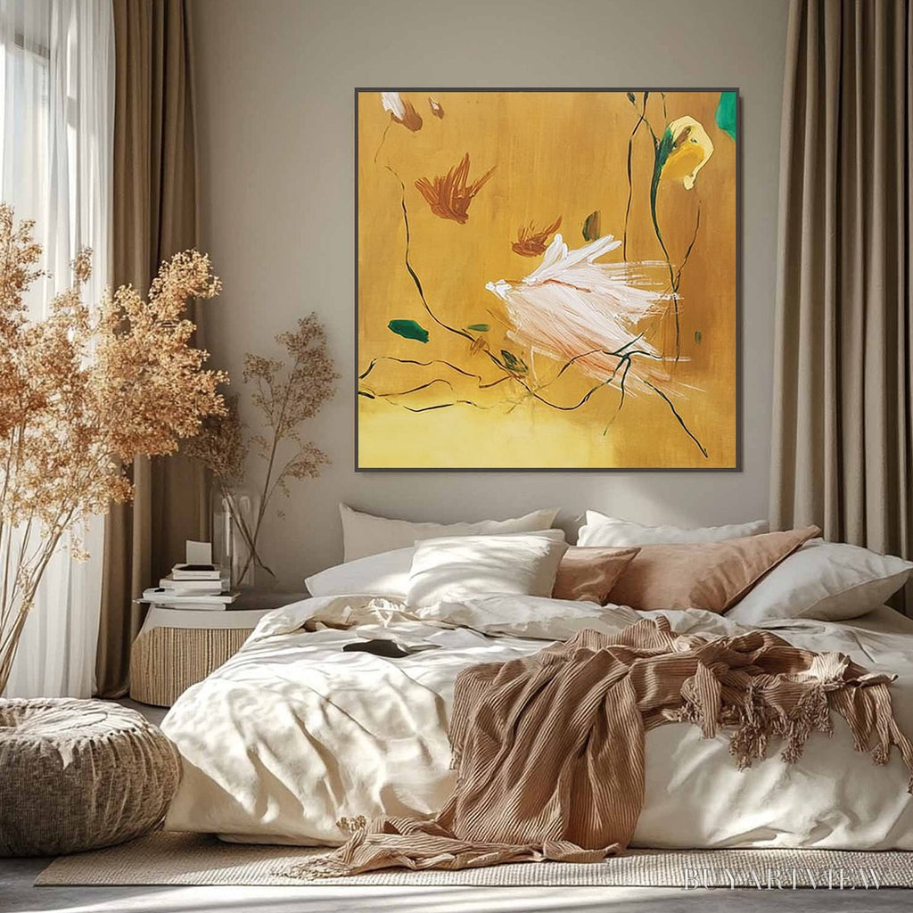 ARTOVITAS Gilded Wing | Square Yellow Abstract Oil Painting for - image 6