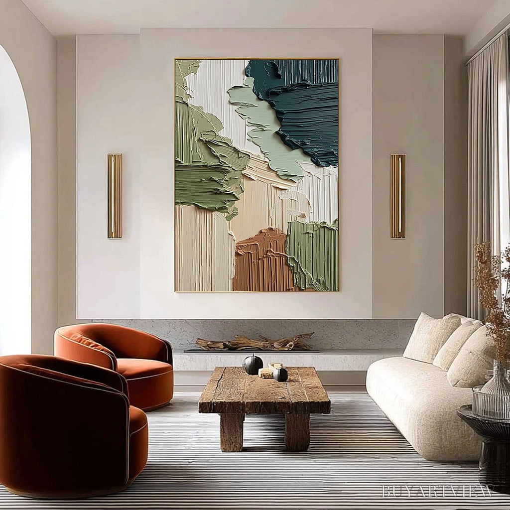 ARTOVITAS Earthen Strata – Vertical Wabi Sabi Textured Abstract Painting - image 2