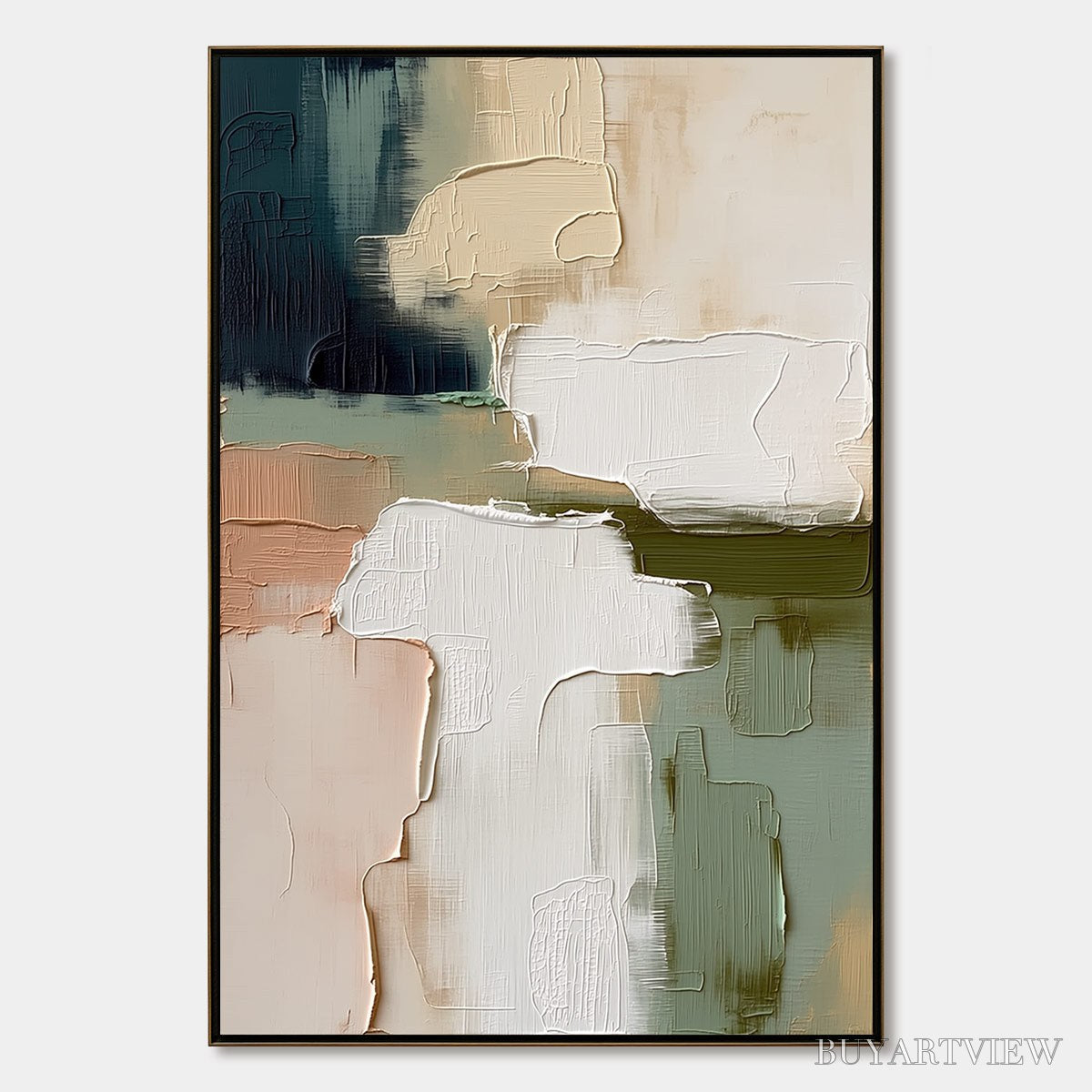 ARTOVITAS Earthen Strata – Heavily Textured Wabi Sabi Abstract Oil Painting - image 1