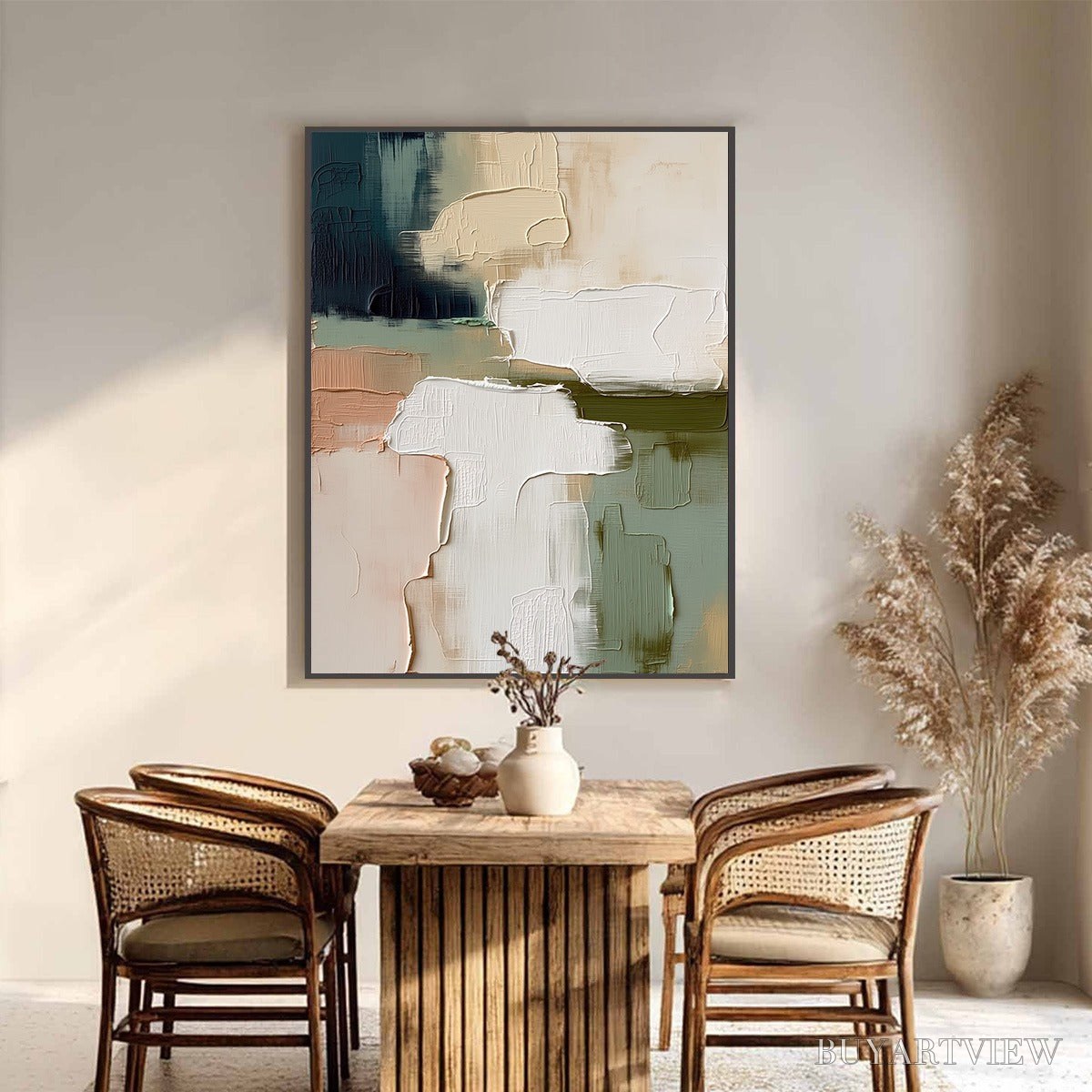 ARTOVITAS Earthen Strata – Heavily Textured Wabi Sabi Abstract Oil Painting - image 2