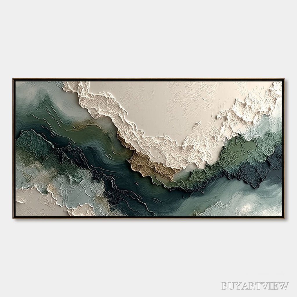 ARTOVITAS Verdant Rift – Textured Wabi Sabi Abstract Landscape Painting - image 1
