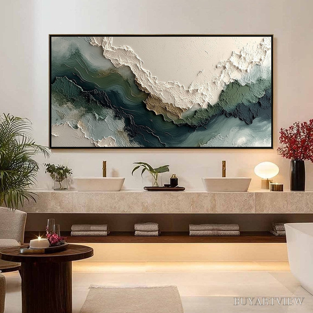 ARTOVITAS Verdant Rift – Textured Wabi Sabi Abstract Landscape Painting - image 4