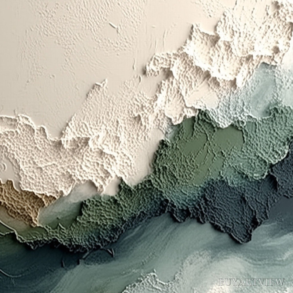 ARTOVITAS Verdant Rift – Textured Wabi Sabi Abstract Landscape Painting - image 5