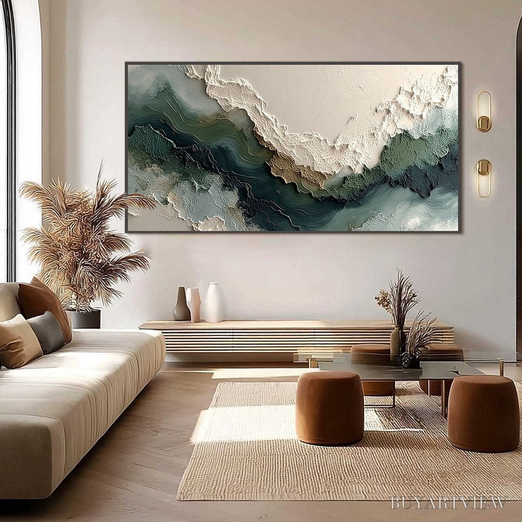 ARTOVITAS Verdant Rift – Textured Wabi Sabi Abstract Landscape Painting - image 6