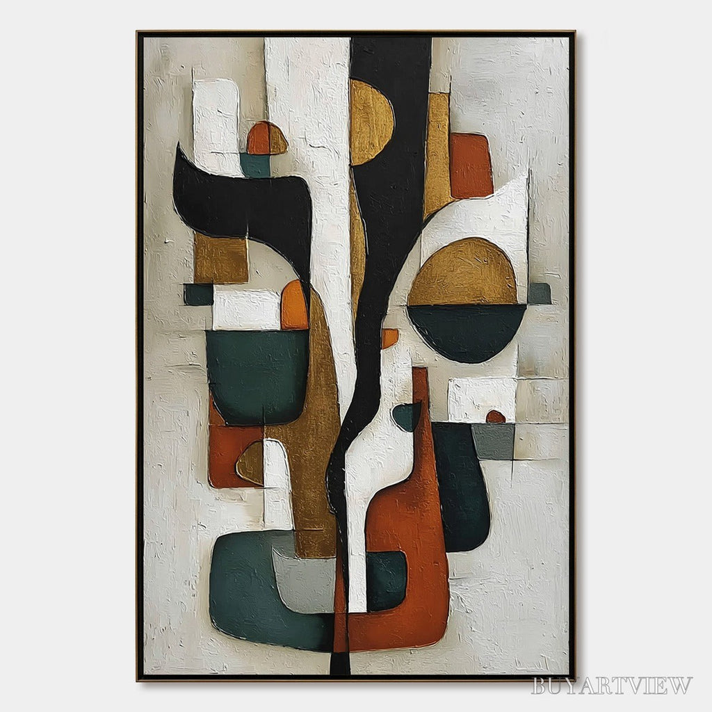 ARTOVITAS Terra Forma – Textured Geometric Abstract Oil Painting for Modern Decor - image 1