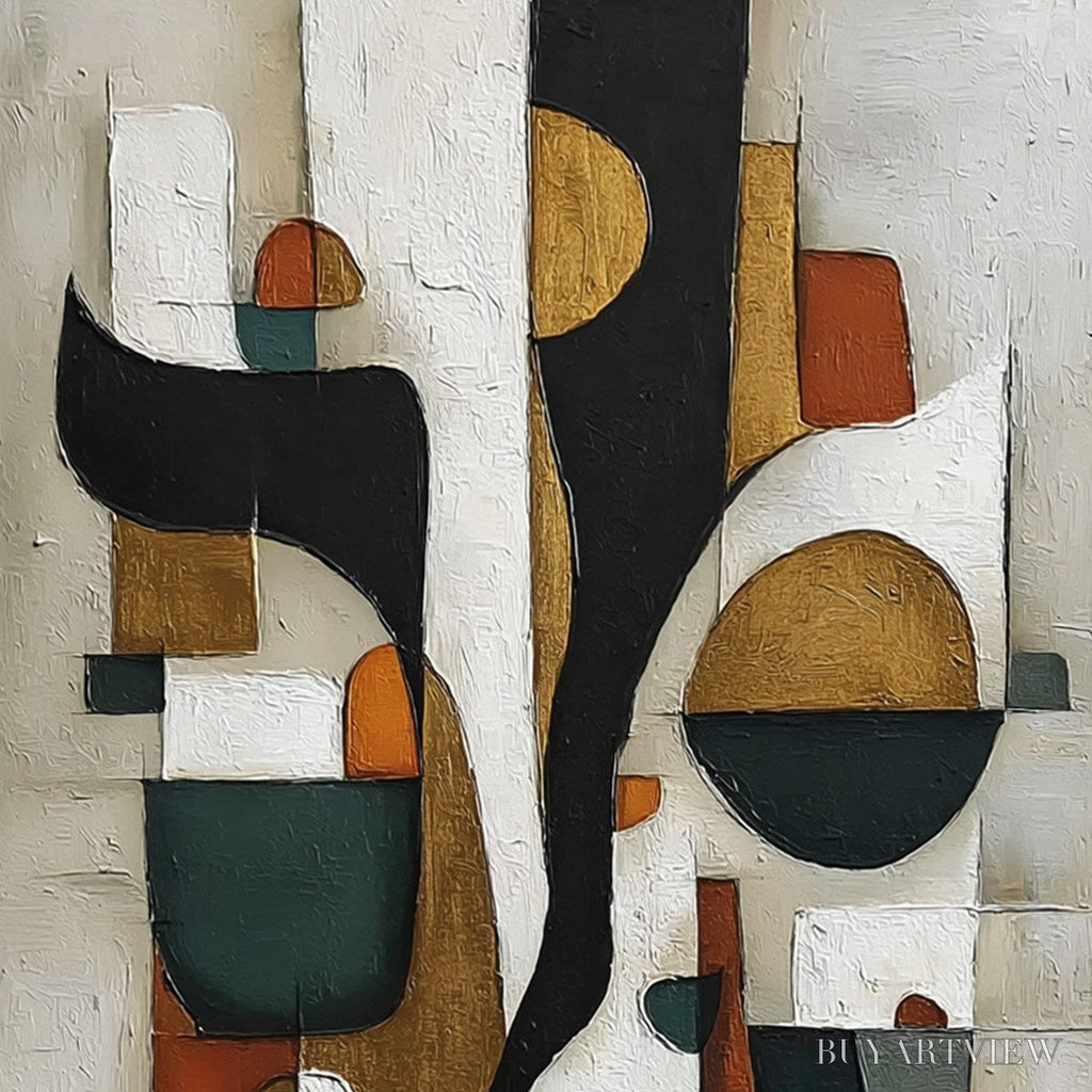 ARTOVITAS Terra Forma – Textured Geometric Abstract Oil Painting for Modern Decor - image 3