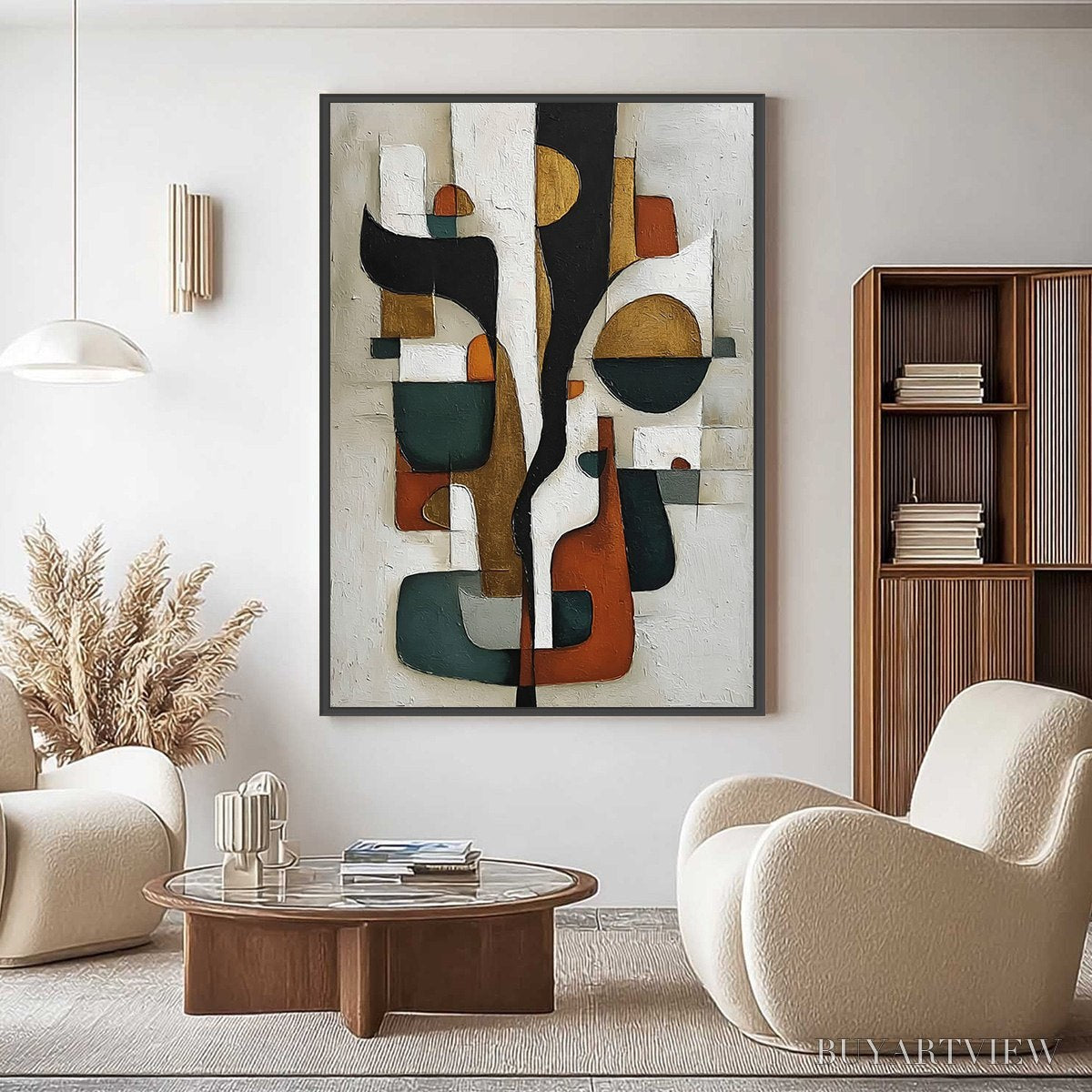 ARTOVITAS Terra Forma – Textured Geometric Abstract Oil Painting for Modern Decor - image 4