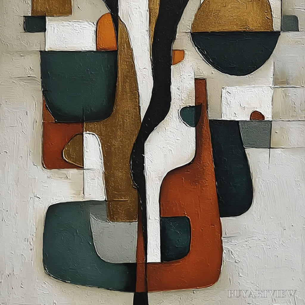ARTOVITAS Terra Forma – Textured Geometric Abstract Oil Painting for Modern Decor - image 5
