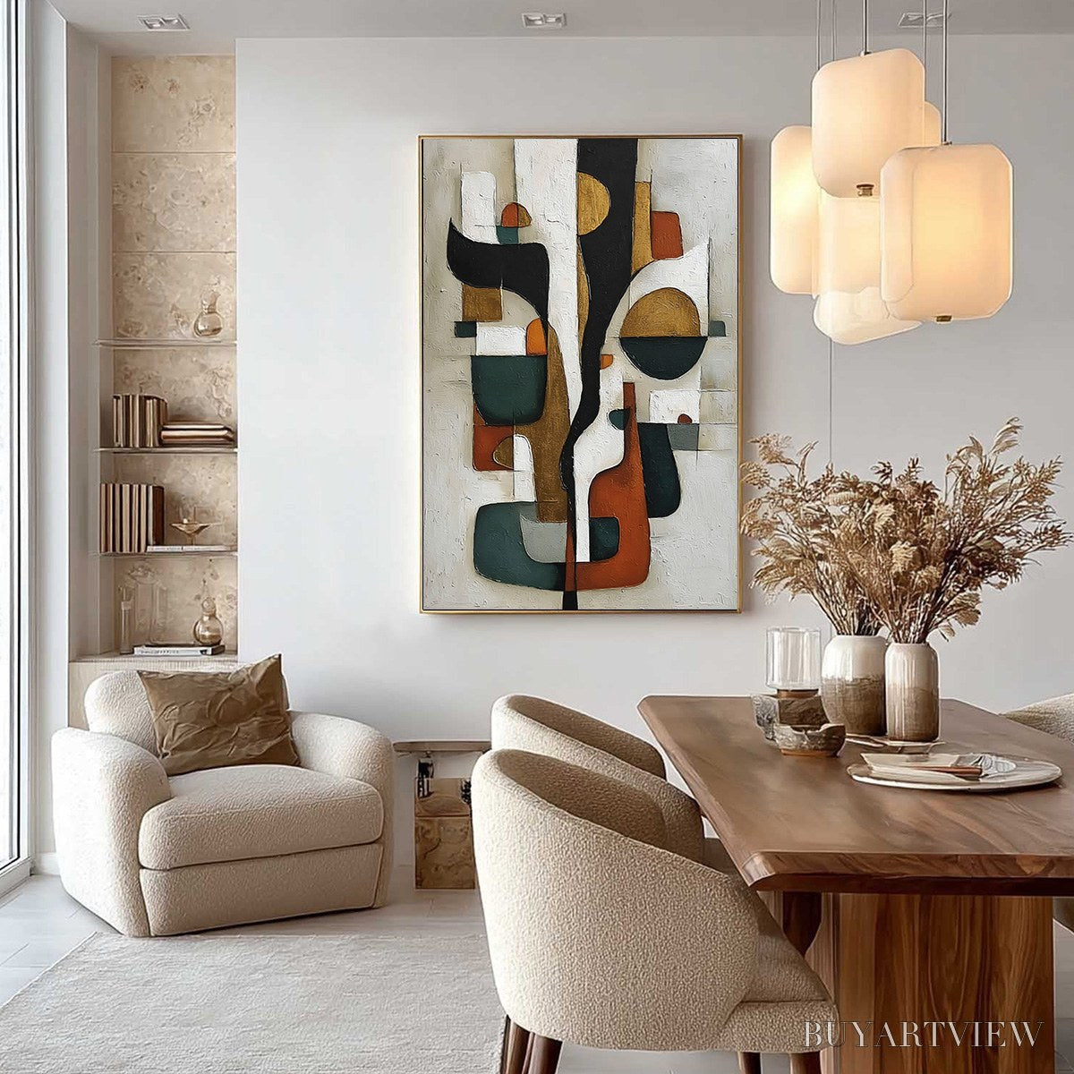 ARTOVITAS Terra Forma – Textured Geometric Abstract Oil Painting for Modern Decor - image 6