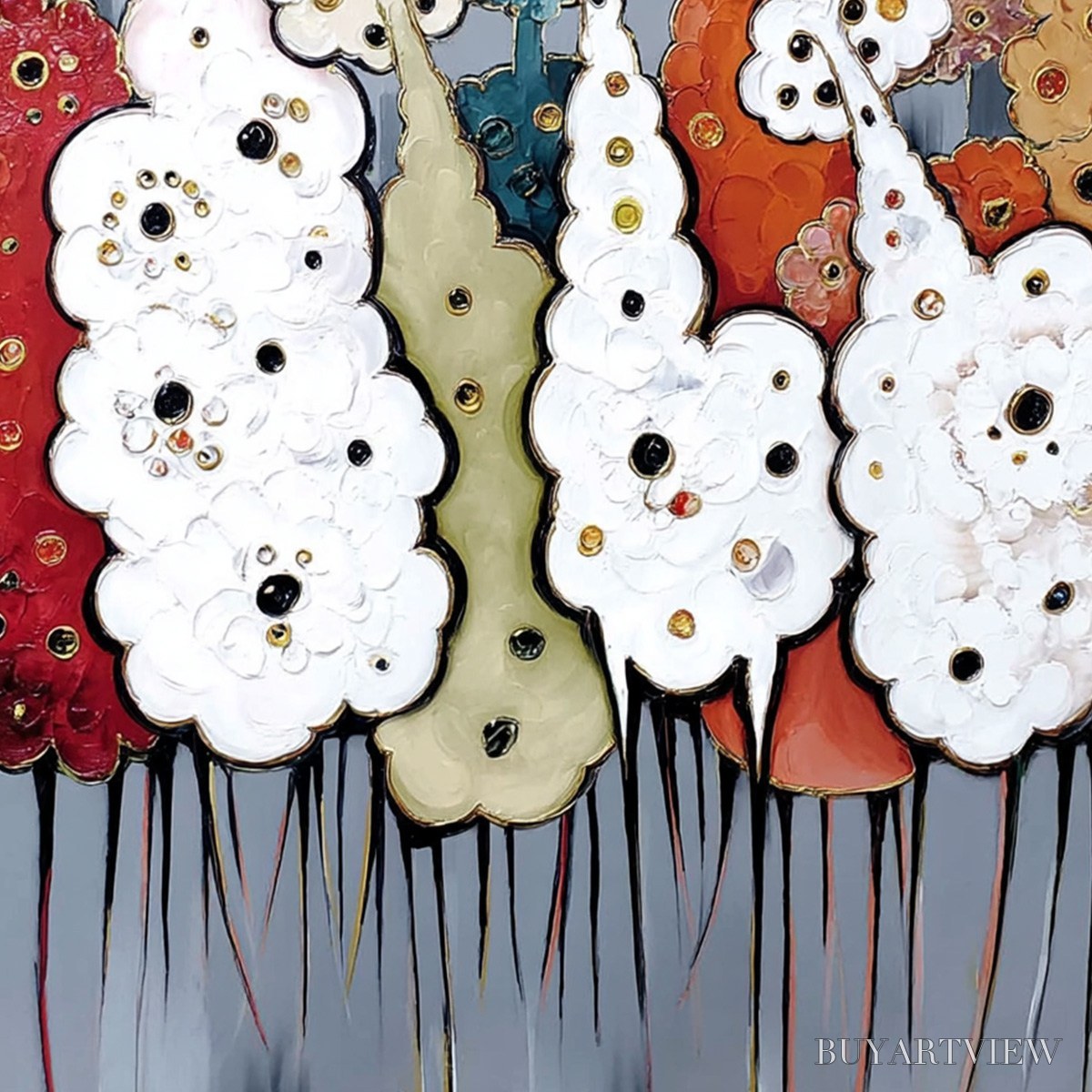ARTOVITAS Dreamwood Grove – Whimsical Abstract Forest Textured Impasto Painting - image 5