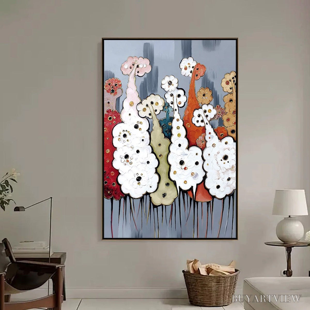ARTOVITAS Dreamwood Grove – Whimsical Abstract Forest Textured Impasto Painting - image 6