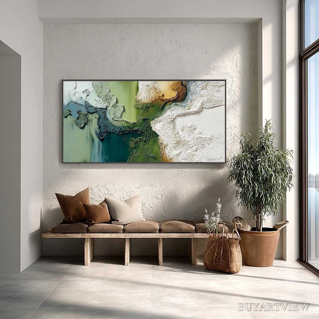 ARTOVITAS Terra Verde – Textured Abstract Earth Tone Landscape Painting - image 2